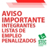 AVISO IMPORTANTE para los integrantes de las listas de empleo que acaban ''penalizacin''