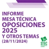 Informe Mesa Tcnica (28/11/2024) sobre Oposiciones 2025 y otros temas