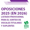 Oposiciones 2025 (ejecutadas en 2026) -  Listados provisionales para el sorteo de vocales Secundaria y Otros Cuerpos
