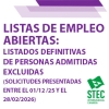 Listas de empleo abiertas - Listado definitivo de personas admitidas y excluidas